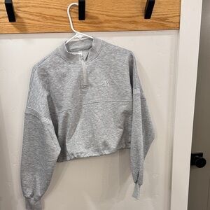 ALO Yoga Light Gray Cropped Turtleneck Sweater